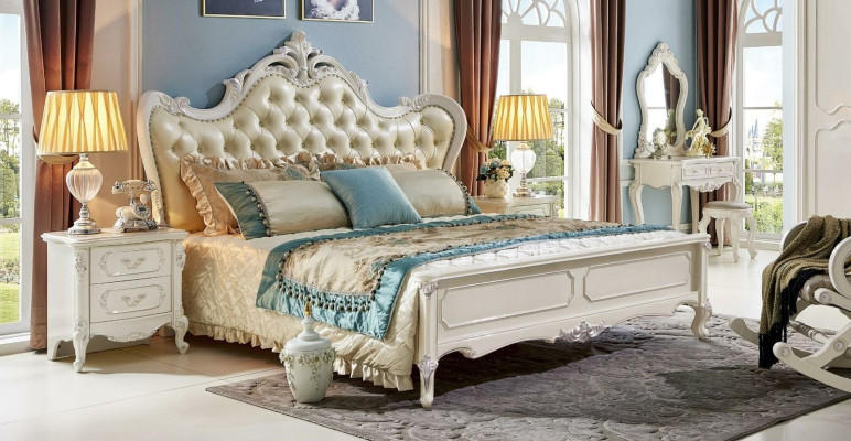 Luxe bedden Hotel Koninklijk Chesterfield bed Tweepersoonsbed Barok massief hout