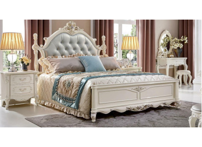 Klassiek Designer-Chesterfield-bed in wit Rococo-barokstijl.