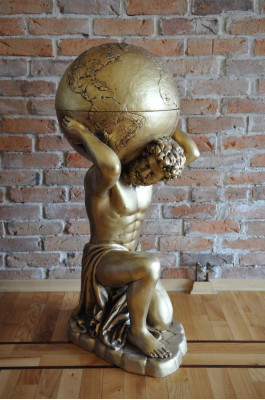 Antieke Stijl Klassieke Wereldbol Atlas Minibar Bar Wijnrek Standbeeld Sculptuur Decoratie