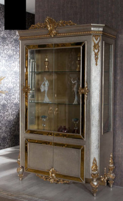 Vitrine glazen kast vitrine woonkamer hout dressoir Italiaanse stijl