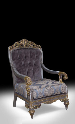 Elegante klassieke fauteuil met decoratieve patronen in Chesterfield-ontwerp