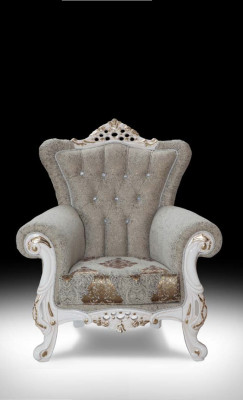 Prachtige fauteuil in klassieke stijl voor de woonkamer met glanzende patronen.