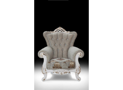 Prachtige fauteuil in klassieke stijl voor de woonkamer met glanzende patronen.