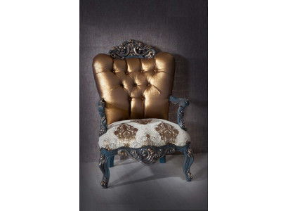 Chesterfield design fauteuil met gouden rugleuning voor woonkamer