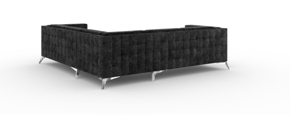 Zwarte fluwelen design hoekbank Chesterfield bank bank woonlandschap stoffen zitplaats