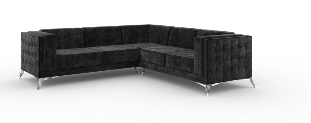 Zwarte fluwelen design hoekbank Chesterfield bank bank woonlandschap stoffen zitplaats