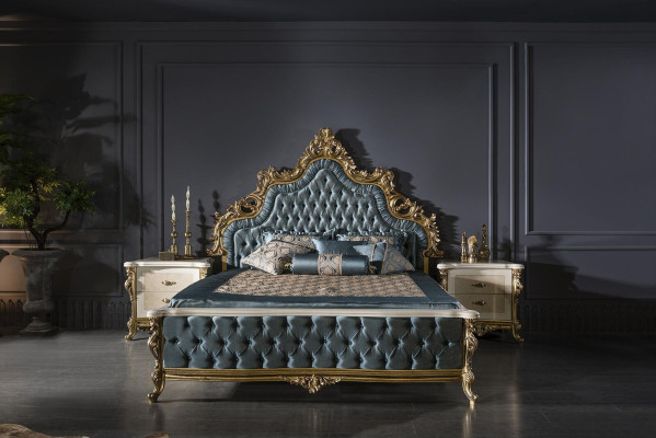 Luxe tweepersoonsbed Chesterfield barok bedden slaapkamermeubels knoppen