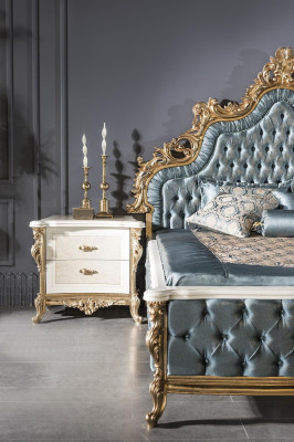 Luxe tweepersoonsbed Chesterfield barok bedden slaapkamermeubels knoppen