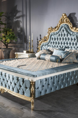 Luxe tweepersoonsbed Chesterfield barok bedden slaapkamermeubels knoppen