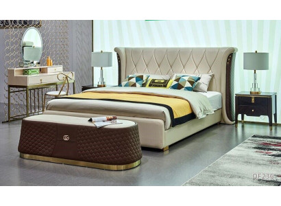 Tweepersoonsbed Bed Huwelijksbed Ontwerp Luxe Luxe gestoffeerd bed Designbed Leren bedden