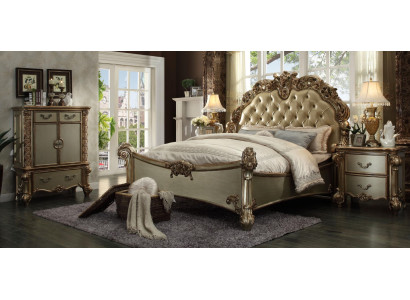 Bed 2x Nightstand 3 pcs. Bedroom set Designer luxury group suite