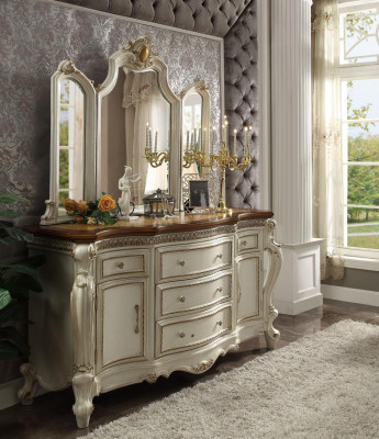 Buffet Dressoir Kommode met Spiegel Handgemaakt Echt Hout Rococo Barok.