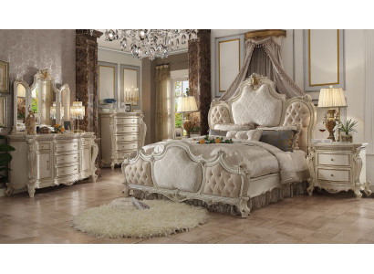 Klassiek bed Barok Chesterfield Rococo hotelstijl dubbel leer antiek