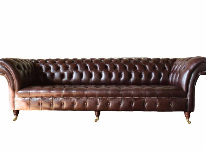 Bank Chesterfield Bank Bekleding Zitje Lederen Bank Bruin Designer