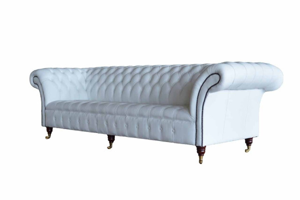 Chesterfield bankstellen ontwerp luxe wit textiel bankstel 4-zits stof vierzitter.