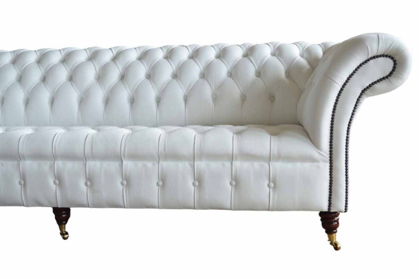 Chesterfield bankstellen ontwerp luxe wit textiel bankstel 4-zits stof vierzitter.