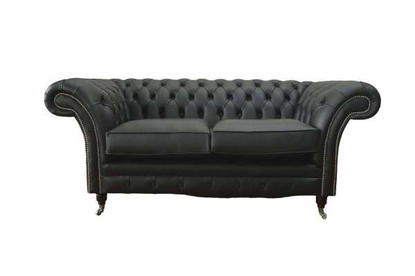 Bank Luxe Textiel Chesterfield Bank Banken Bekleding 2-Zits Zwart Leer