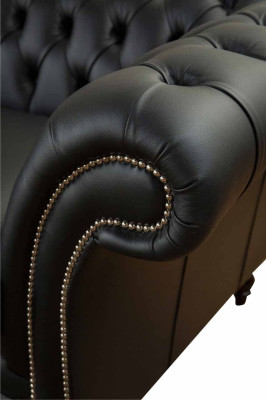 Bank Luxe Textiel Chesterfield Bank Banken Bekleding 2-Zits Zwart Leer