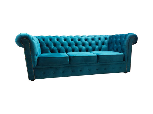 Chesterfield bankstel 3-zits stof banken stof blauw bankstellen modern