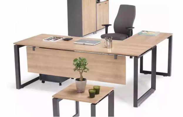 Exclusief hoekbureau kantoormeubels bruin hoektafel thuiskantoor nieuw