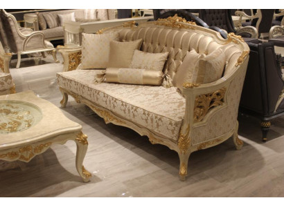 Exquisite woonkamer deluxe bank 3-zitter, elegant beige woonkamerbank.