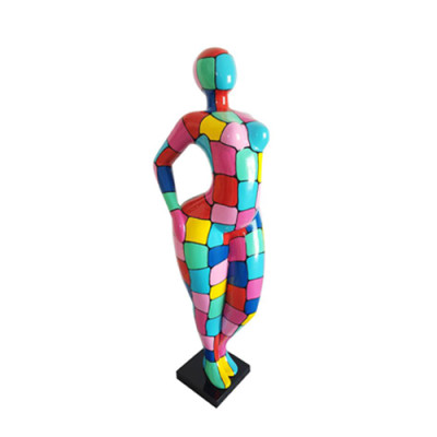 Abstracte Figuur Standbeeld Kleurrijk beschilderde standbeelden Beelden 130cm XXL Standbeeld Plastic