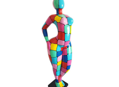 Abstracte Figuur Standbeeld Kleurrijk beschilderde standbeelden Beelden 130cm XXL Standbeeld Plastic