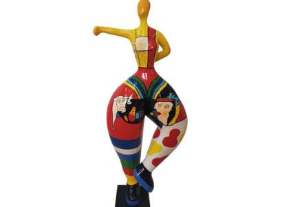 ballerina figuur abstracte figuren standbeelden modern beeld kleurrijk beschilderd nieuw 85cm