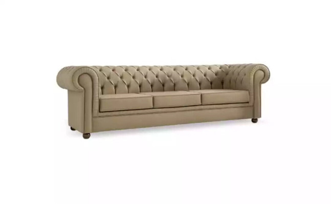 Beige Chesterfield driezitter kantoormeubel sofa gestoffeerde luxueuze meubels