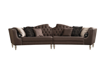 Bruine design Chesterfield luxe bankstel voor vijf personen voor de woonkamer.