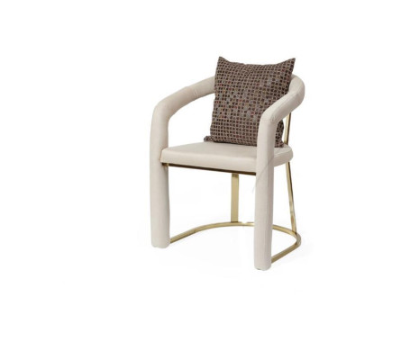 Beige designerstoel Luxe houten frame Ontwerper eetkamerhouten stoelen.