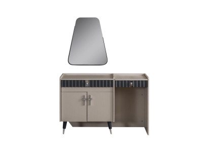 Beige kaptafel houten make-uptafel design console spiegel 2-delig.