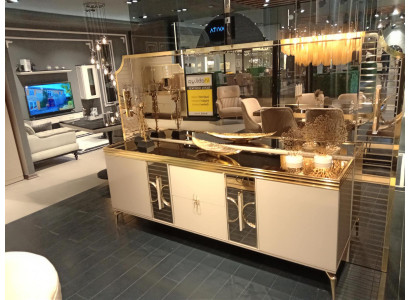 Eetkamerset dressoir met spiegel Modern Luxe Design Nieuw 2-delige beige