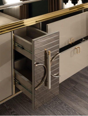 Eetkamerset dressoir met spiegel Modern Luxe Design Nieuw 2-delige beige