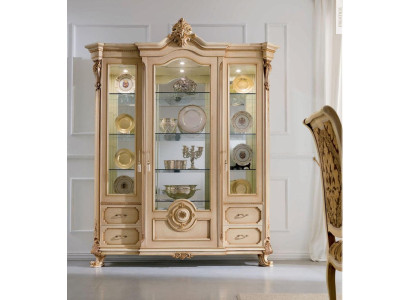 Vitrine Luxe Kasten Vitrines Hout Woonkamer Meubels Beige Barok