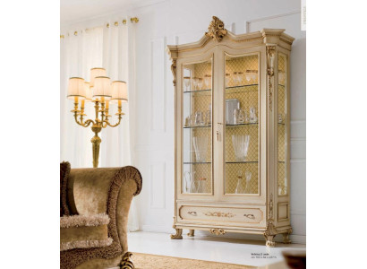 Vitrine Luxe Kasten Vitrines Hout Woonkamer Kast Beige Barok