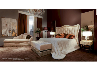 Bed tweepersoonsbed Chesterfield stof luxe bedden hout slaapkamer