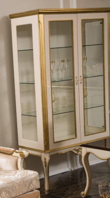 Vitrine houten meubel kast Vitrines Barok Rococo Goud Wit Glazen kast