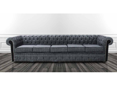 Chesterfield 5-zits klassieke luxe barok rococo bankstel stof leer