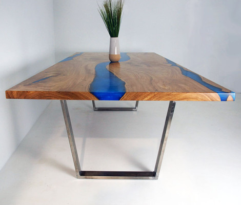 Tafels Eettafel Ontwerp Tafel Modern Zee Rivier Meubels 220x90 Epoxyhars Oceaan