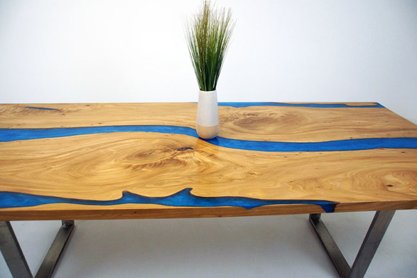 Tafels Eettafel Ontwerp Tafel Modern Zee Rivier Meubels 220x90 Epoxyhars Oceaan