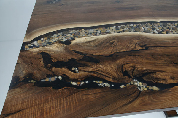 Echt hout epoxyhars op maat gemaakte tafel epoxy rivier prijs 1m² tafels hars