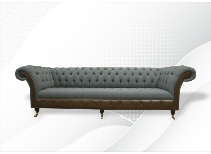 Chesterfield 4-zits grijze stoffen woonkamer design gestoffeerde bank Big Textile Furniture