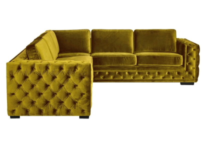 Chesterfield fluwelen hoekbank sofa bankstel gestoffeerde hoekset woonkamer banken geel