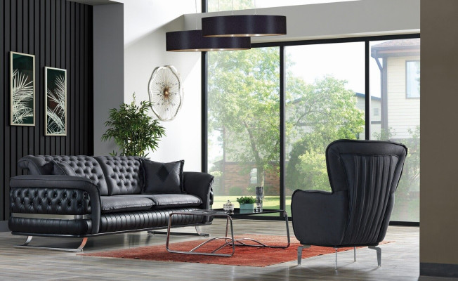 Bankstel 3+1 zits fauteuil set Chesterfield ontspanningsfauteuil meubels nieuw