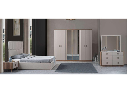 Bed 2x nightstands 5-piece. Bedroom double bed design furniture New set.