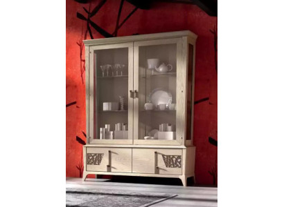 Luxe vitrine met 2 deuren houten kast woonkamer glazen kasten design meubilair