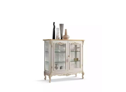 Glazen kast Luxe vitrine Witte vitrine Klassiek Italiaans meubilair