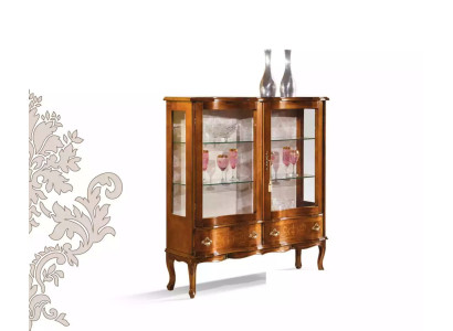 Glas Luxe Bruin Houten Vitrine Exclusieve Woonkamer Meubels Nieuw