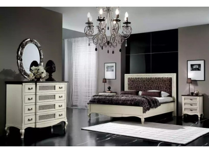 Bed 2x bedside tables 5-piece. Italian furniture bedroom dresser wood